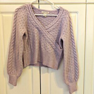 Happily Grey Lavendar Crop Top Sweater, Size Large
